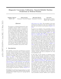 Diagnostic Uncertainty Calibration: Towards Reliable Machine Predictions
  in Medical Domain