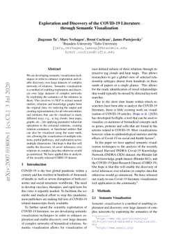 Exploration and Discovery of the COVID-19 Literature through Semantic
  Visualization