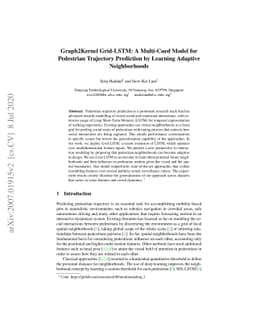 Graph2Kernel Grid-LSTM: A Multi-Cued Model for Pedestrian Trajectory
  Prediction by Learning Adaptive Neighborhoods