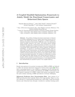 A Coupled Manifold Optimization Framework to Jointly Model the
  Functional Connectomics and Behavioral Data Spaces