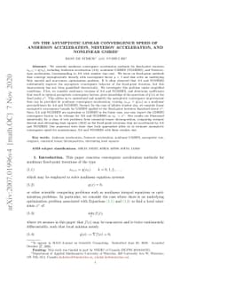 On the Asymptotic Linear Convergence Speed of Anderson Acceleration,
  Nesterov Acceleration, and Nonlinear GMRES