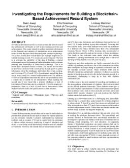 Investigating the Requirements for Building a Blockchain- Based
  Achievement Record System