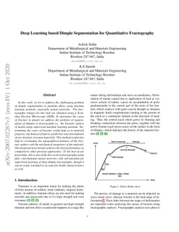 Deep Learning based Dimple Segmentation for Quantitative Fractography