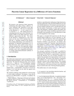 Piecewise Linear Regression via a Difference of Convex Functions
