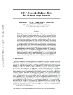 GRAF: Generative Radiance Fields for 3D-Aware Image Synthesis