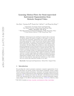 Learning Motion Flows for Semi-supervised Instrument Segmentation from
  Robotic Surgical Video