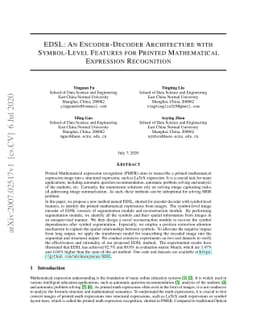EDSL: An Encoder-Decoder Architecture with Symbol-Level Features for
  Printed Mathematical Expression Recognition