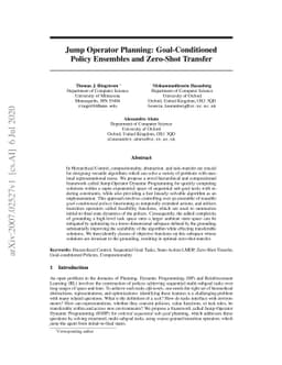 Jump Operator Planning: Goal-Conditioned Policy Ensembles and Zero-Shot
  Transfer