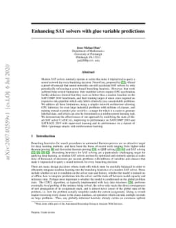 Enhancing SAT solvers with glue variable predictions