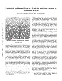 Probabilistic Multi-modal Trajectory Prediction with Lane Attention for
  Autonomous Vehicles
