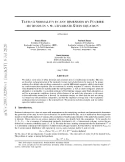 Testing normality in any dimension by Fourier methods in a multivariate
  Stein equation