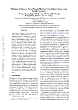 Bilingual Dictionary Based Neural Machine Translation without Using
  Parallel Sentences