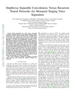 Depthwise Separable Convolutions Versus Recurrent Neural Networks for
  Monaural Singing Voice Separation