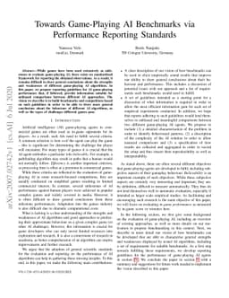 Towards Game-Playing AI Benchmarks via Performance Reporting Standards