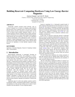 Building Reservoir Computing Hardware Using Low Energy-Barrier Magnetics