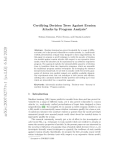 Certifying Decision Trees Against Evasion Attacks by Program Analysis