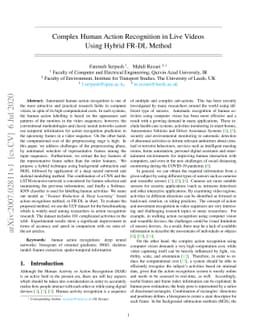 Complex Human Action Recognition in Live Videos Using Hybrid FR-DL
  Method