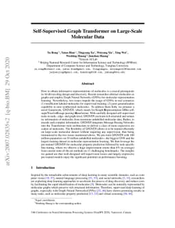 Self-Supervised Graph Transformer on Large-Scale Molecular Data