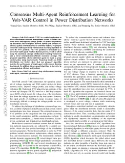 Consensus Multi-Agent Reinforcement Learning for Volt-VAR Control in
  Power Distribution Networks