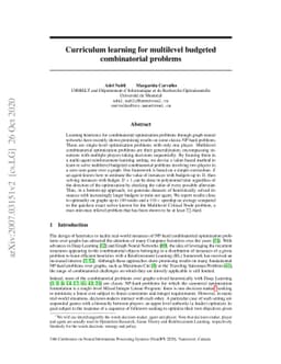 Curriculum learning for multilevel budgeted combinatorial problems