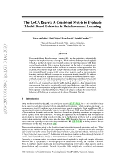 The LoCA Regret: A Consistent Metric to Evaluate Model-Based Behavior in
  Reinforcement Learning