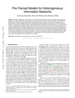 Pre-Trained Models for Heterogeneous Information Networks
