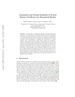 Automated and Formal Synthesis of Neural Barrier Certificates for
  Dynamical Models