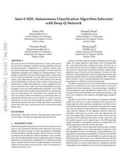 Auto-CASH: Autonomous Classification Algorithm Selection with Deep
  Q-Network