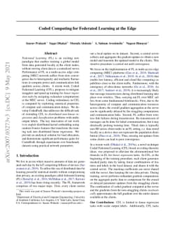 Coded Computing for Federated Learning at the Edge