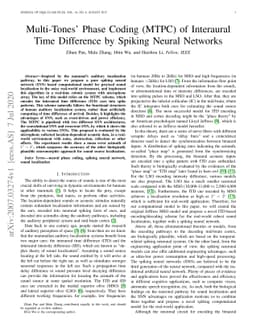 Multi-Tones' Phase Coding (MTPC) of Interaural Time Difference by
  Spiking Neural Network