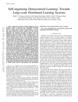 Self-organizing Democratized Learning: Towards Large-scale Distributed
  Learning Systems