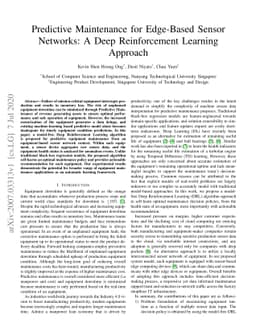 Predictive Maintenance for Edge-Based Sensor Networks: A Deep
  Reinforcement Learning Approach
