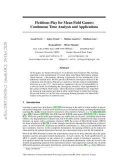 Fictitious Play for Mean Field Games: Continuous Time Analysis and
  Applications