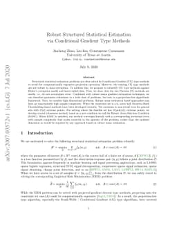 Robust Structured Statistical Estimation via Conditional Gradient Type
  Methods