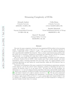 Streaming Complexity of SVMs
