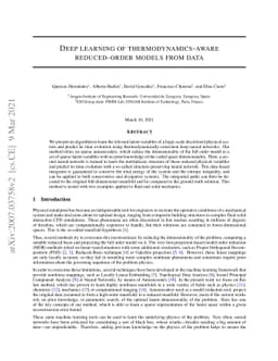 Deep learning of thermodynamics-aware reduced-order models from data