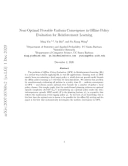 Near-Optimal Provable Uniform Convergence in Offline Policy Evaluation
  for Reinforcement Learning