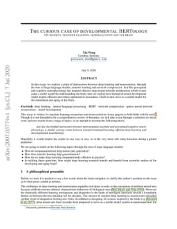 The curious case of developmental BERTology: On sparsity, transfer
  learning, generalization and the brain