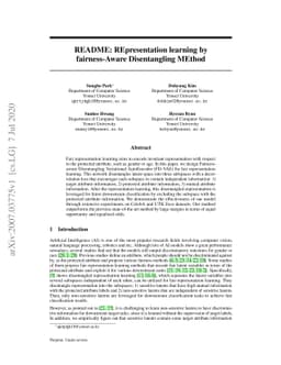 README: REpresentation learning by fairness-Aware Disentangling MEthod