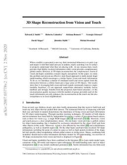 3D Shape Reconstruction from Vision and Touch