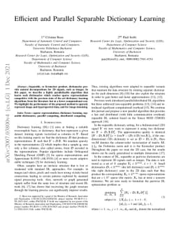 Efficient and Parallel Separable Dictionary Learning