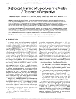 Distributed Training of Deep Learning Models: A Taxonomic Perspective
