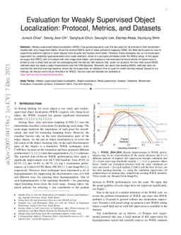 Evaluation for Weakly Supervised Object Localization: Protocol, Metrics,
  and Datasets