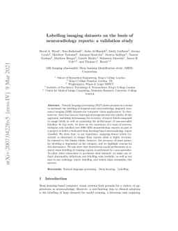 Labelling imaging datasets on the basis of neuroradiology reports: a
  validation study