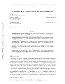 A Benchmark of Medical Out of Distribution Detection