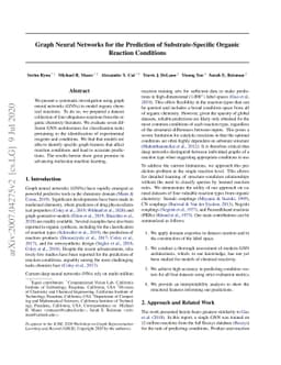 Graph Neural Networks for the Prediction of Substrate-Specific Organic
  Reaction Conditions