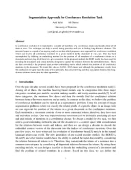 Segmentation Approach for Coreference Resolution Task