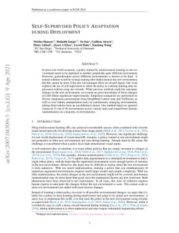 Self-Supervised Policy Adaptation during Deployment