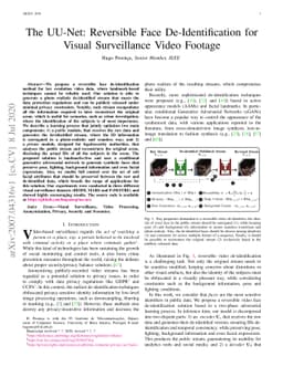 The UU-Net: Reversible Face De-Identification for Visual Surveillance
  Video Footage