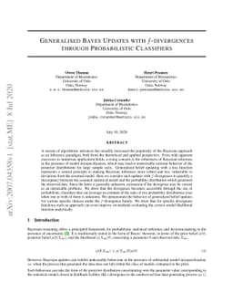 Generalised Bayes Updates with $f$-divergences through Probabilistic
  Classifiers